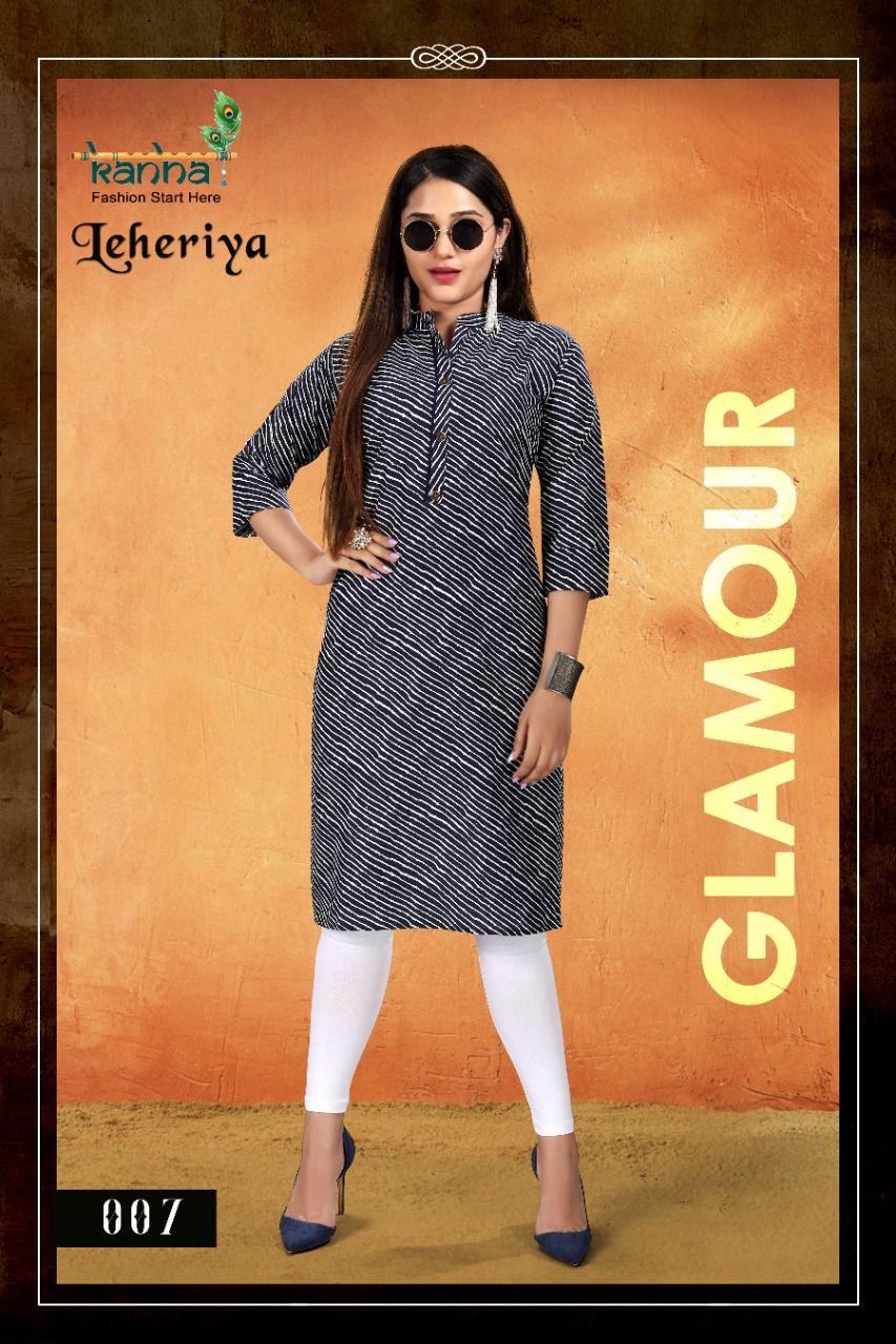 Kanha Leheriya Pure Cotton Printed Regular Wear Kurti Collection